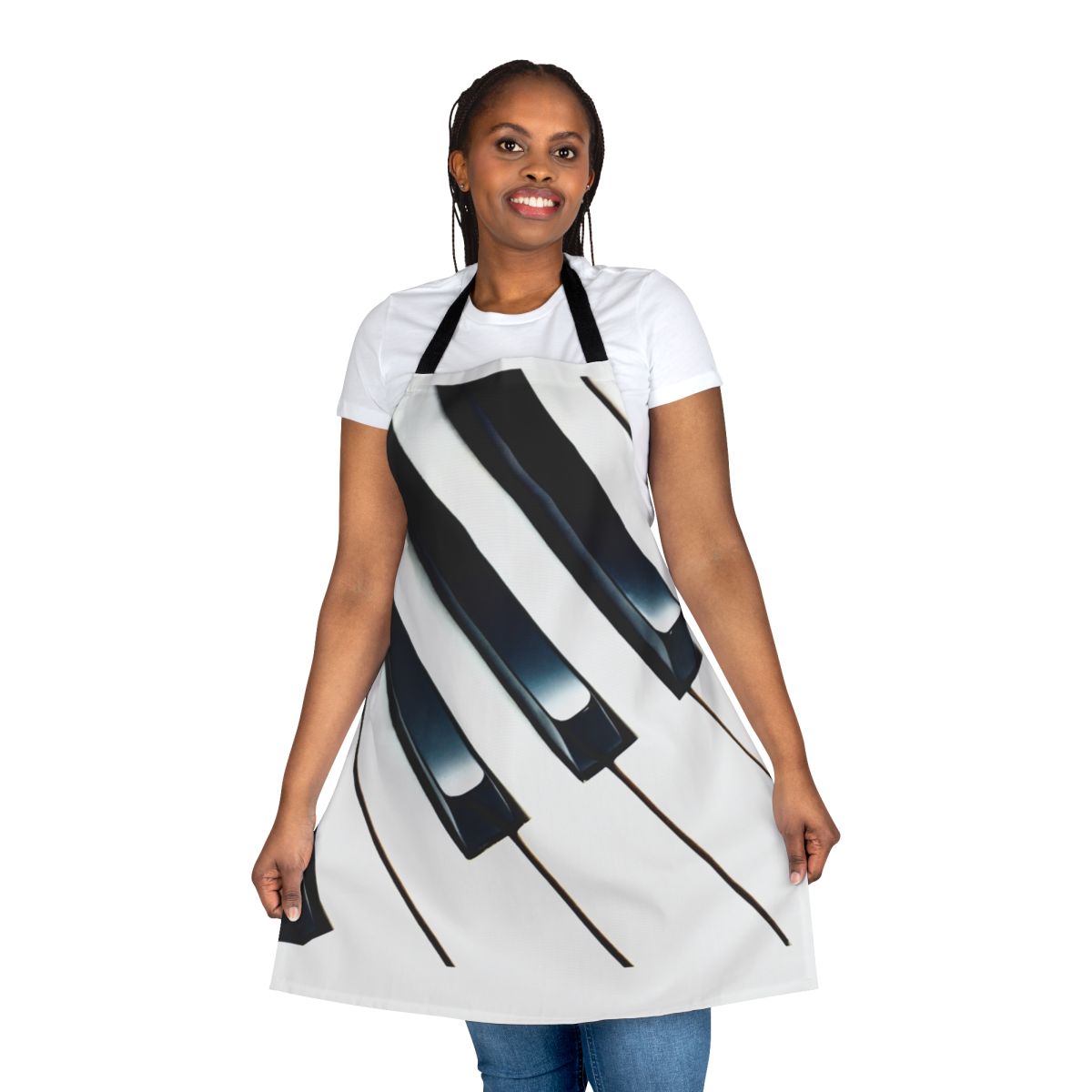 Apron with a modern piano keys pattern design