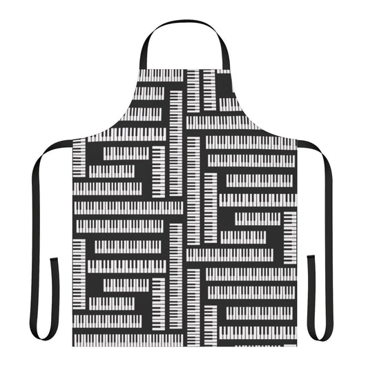 A stylish apron featuring a piano keys pattern, perfect for musicians, pianists, and music enthusiasts.