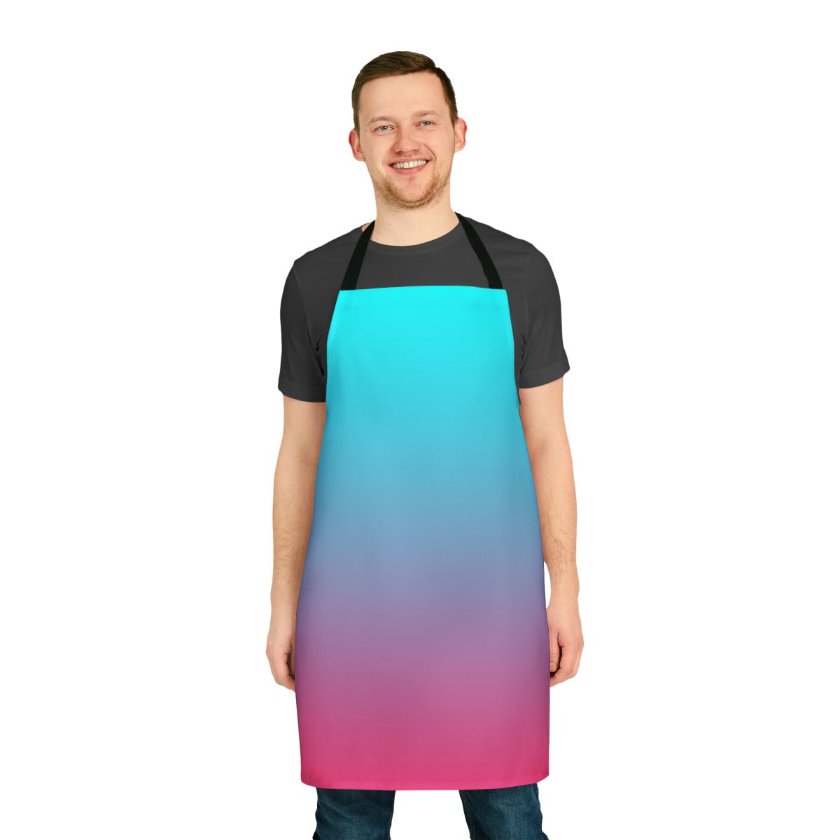 Pink and aqua gradient apron with a unique and eye-catching design