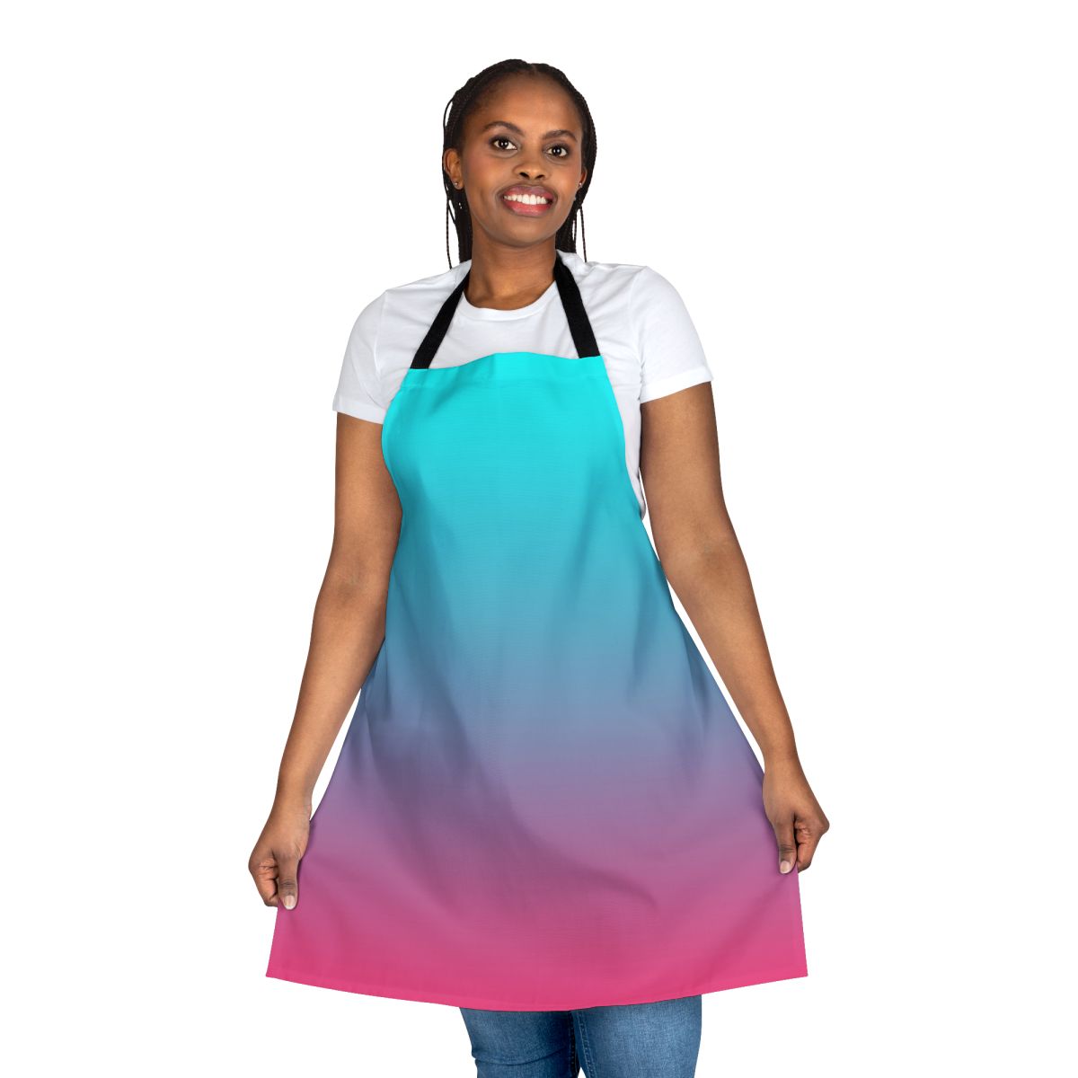 Pink and aqua gradient apron with a unique and eye-catching design
