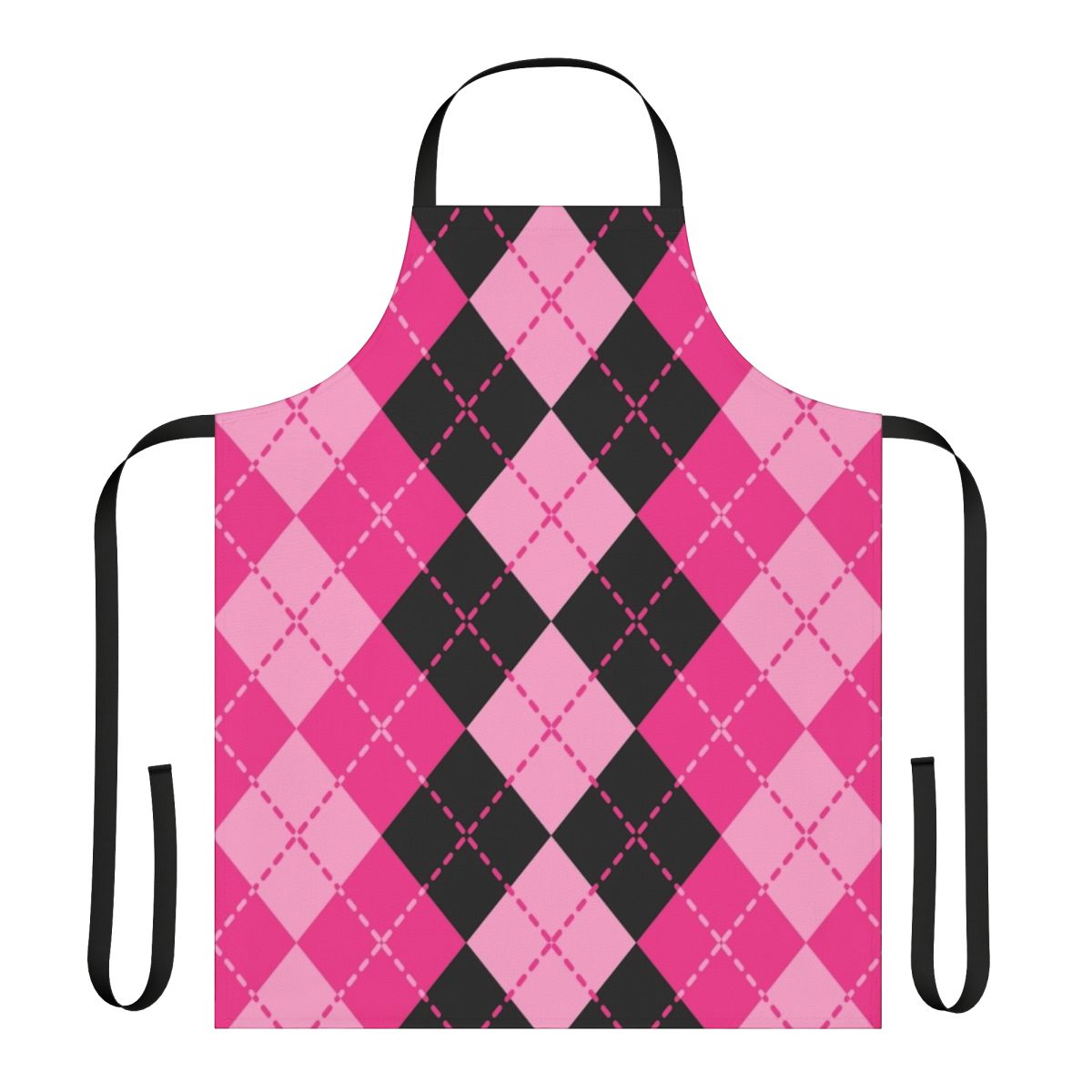 Pink argyle pattern apron with a classic, fashionable design.