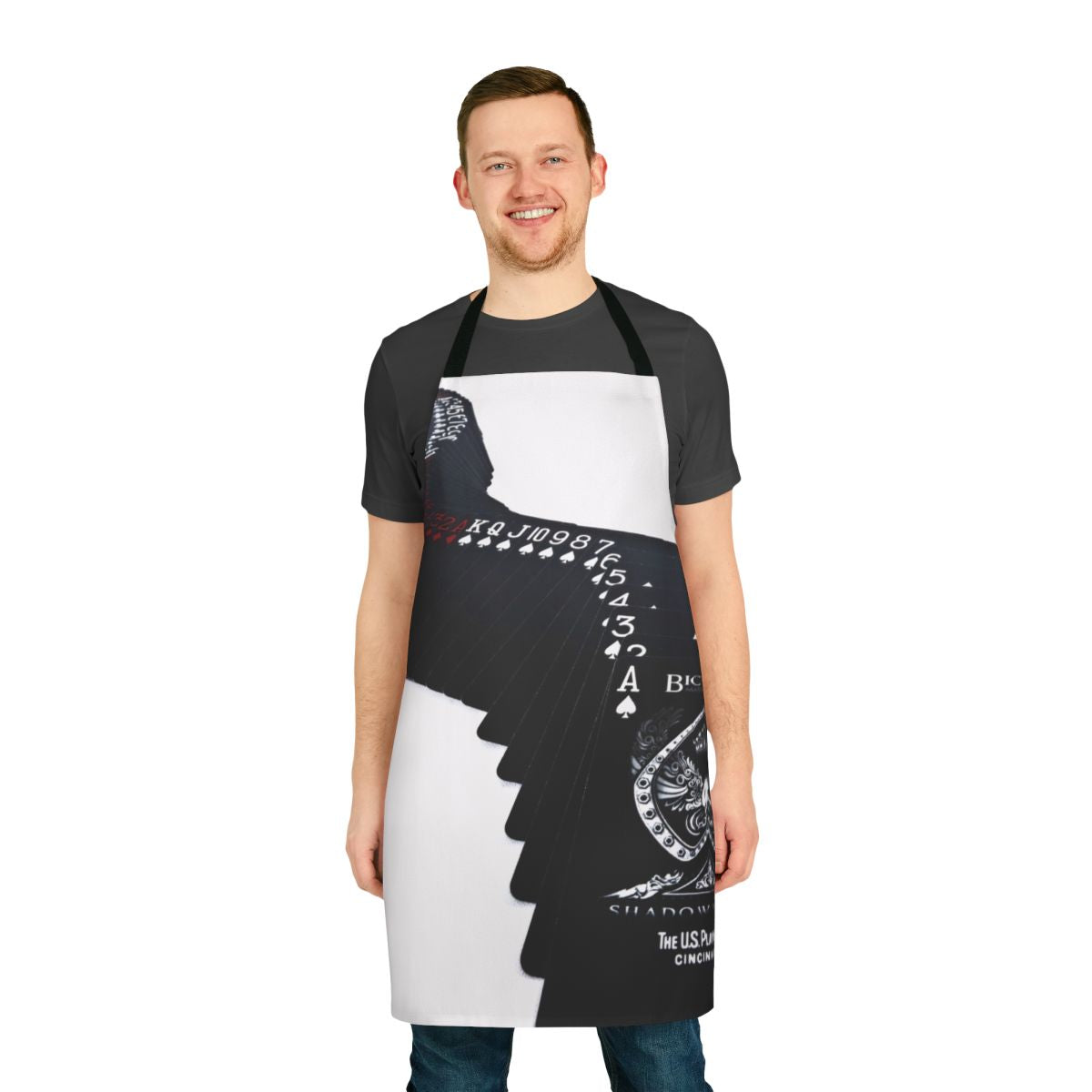 Playing cards apron with a stylish design for poker nights and casino-themed events
