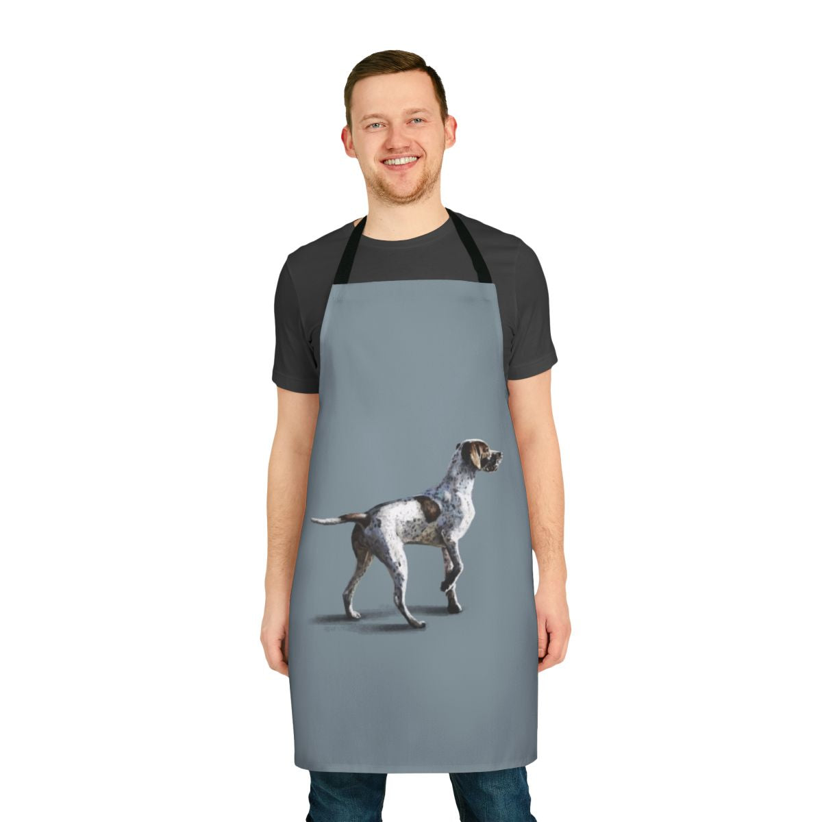 A high-quality apron featuring a pointer dog design, perfect for dog owners and pet lovers.