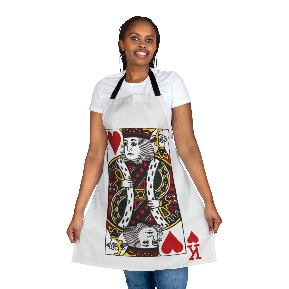 Stylish poker-themed apron with a bold King of Hearts design