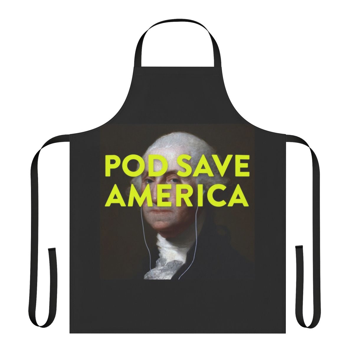 A high-quality apron featuring the iconic George Washington silhouette, perfect for podcast fans.