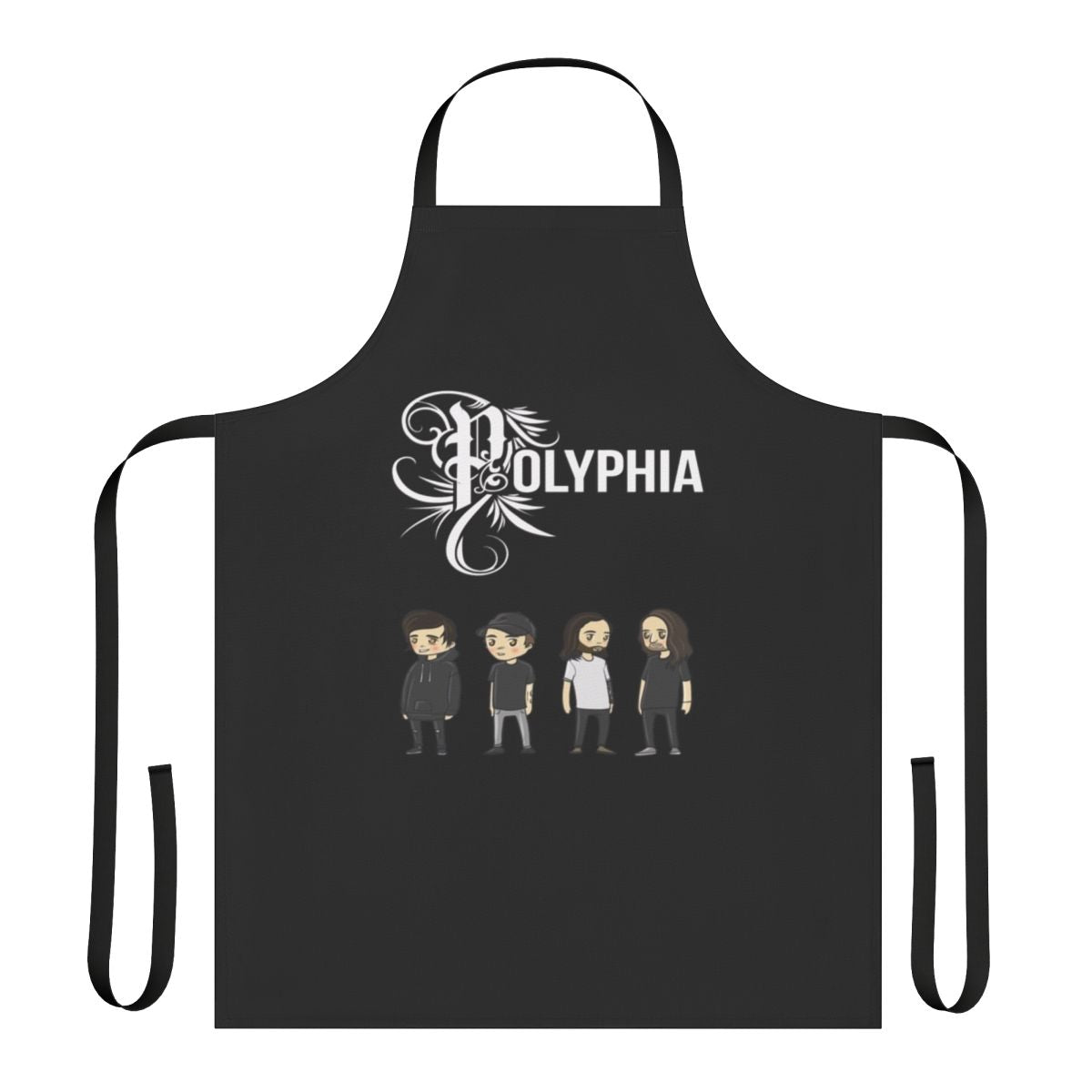 Polyphia-inspired graphic design apron with the band's logo and artwork