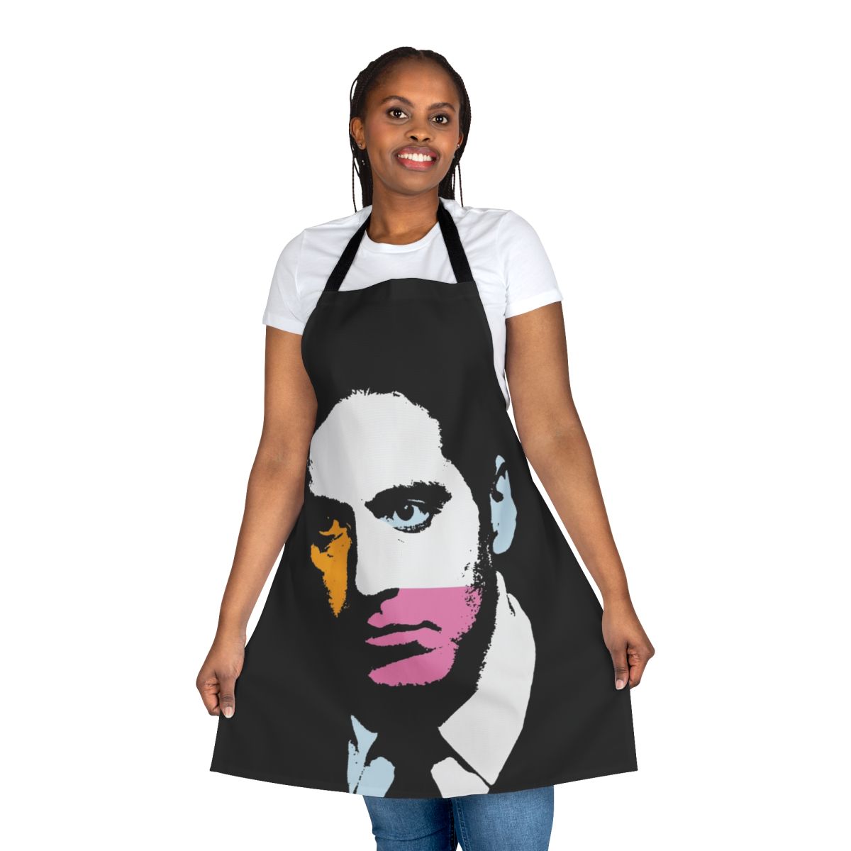 Colorful pop art style apron with images of actor Al Pacino in famous movie roles like The Godfather and Scarface.