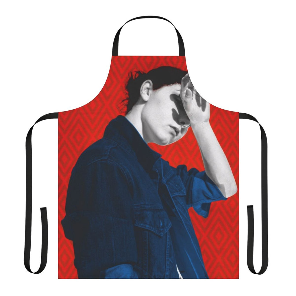 Vibrant pop art portrait design on a modern, high-quality apron.