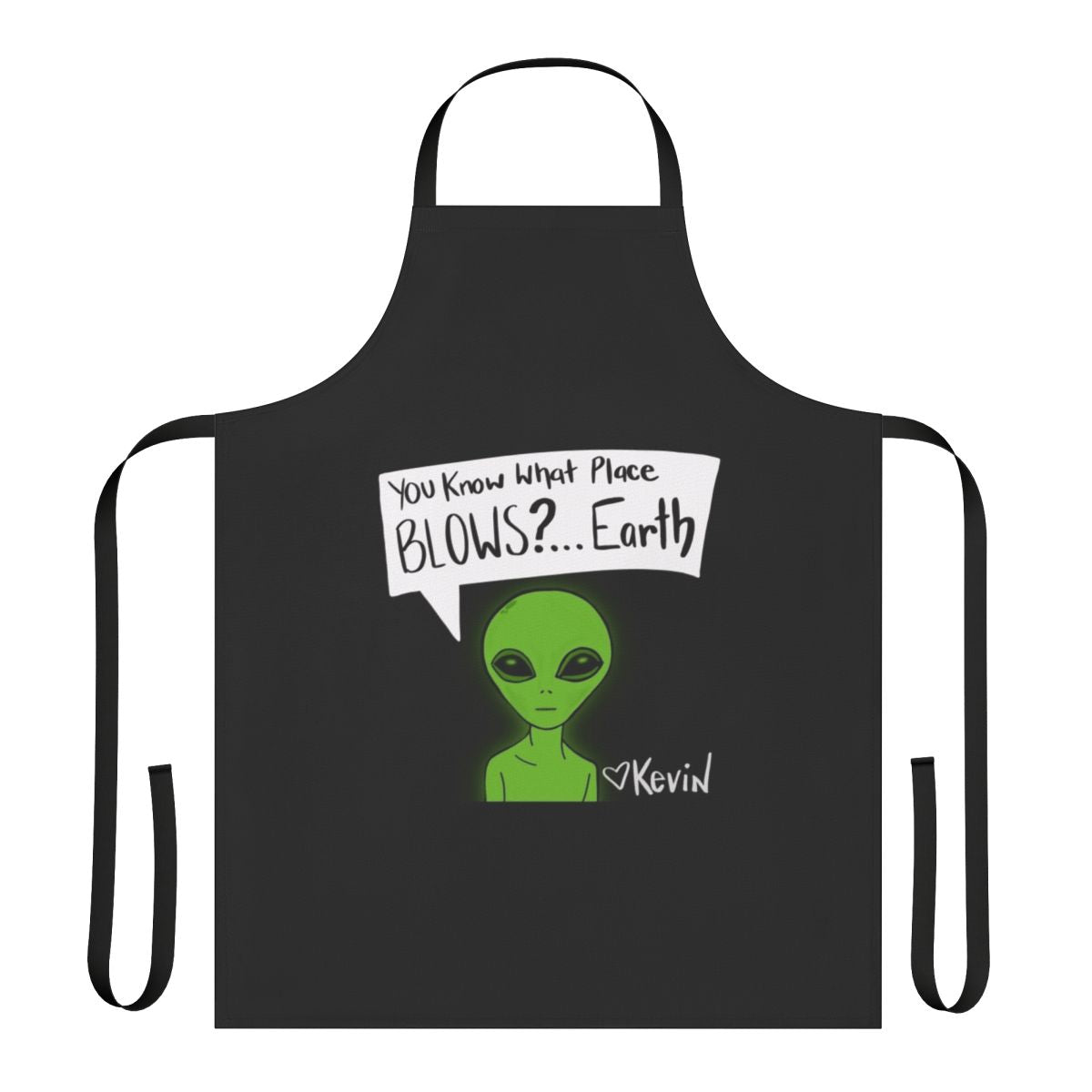 A pop culture inspired apron featuring a playful design