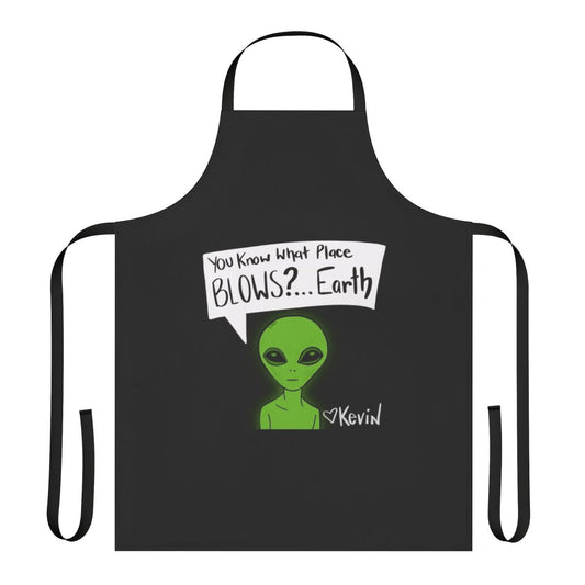 A pop culture inspired apron featuring a playful design