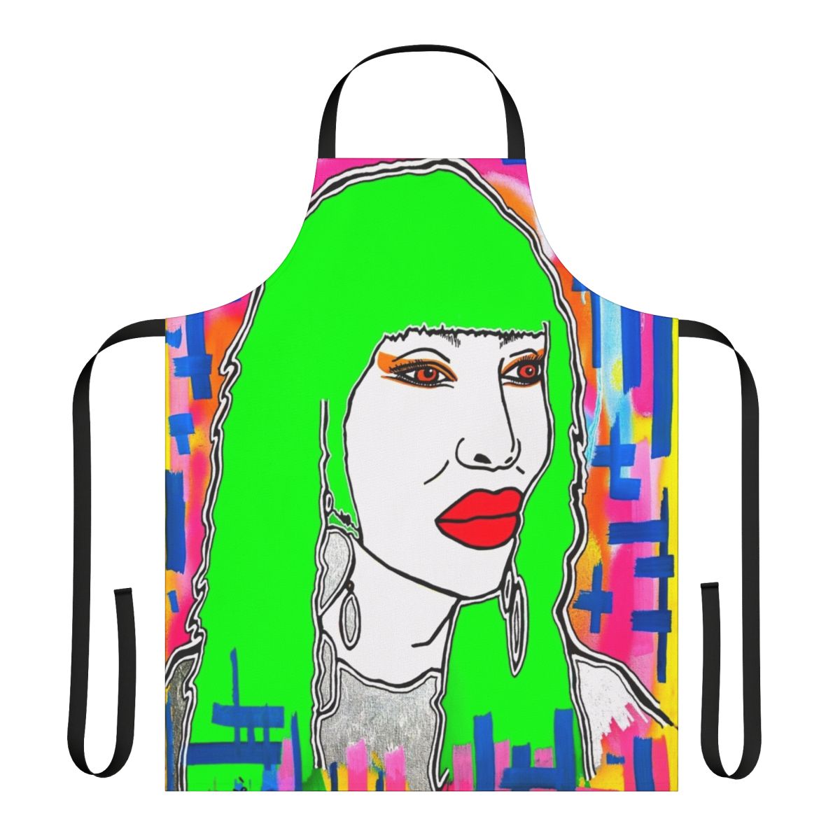 Apron featuring a graphic design inspired by pop music icon Pete Burns