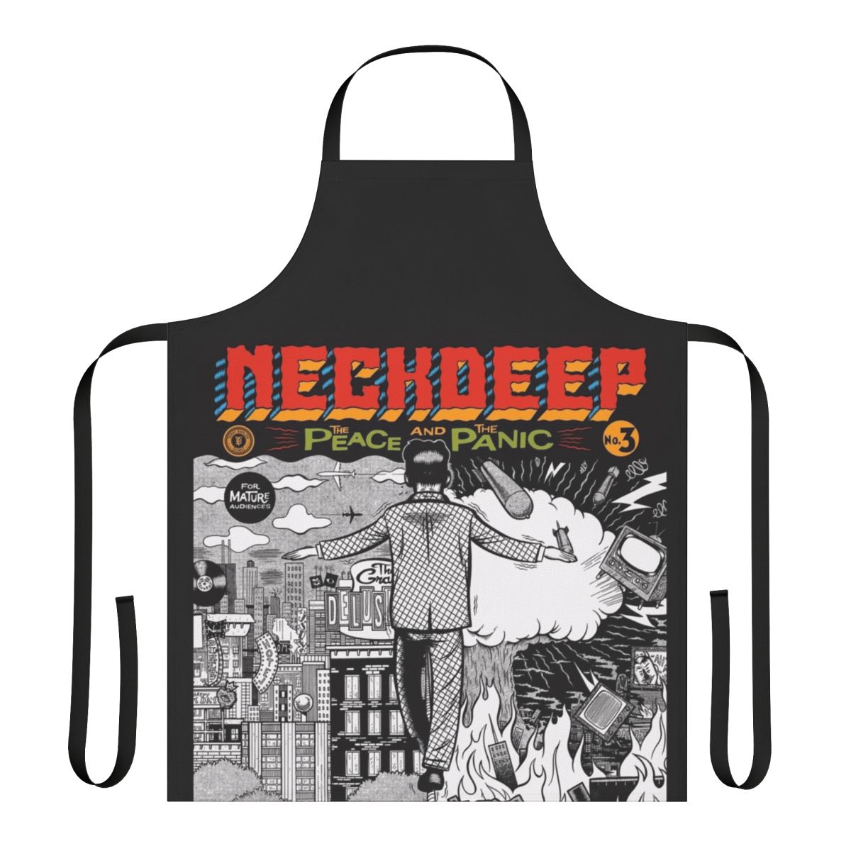 Pop punk inspired apron with band logo and album title