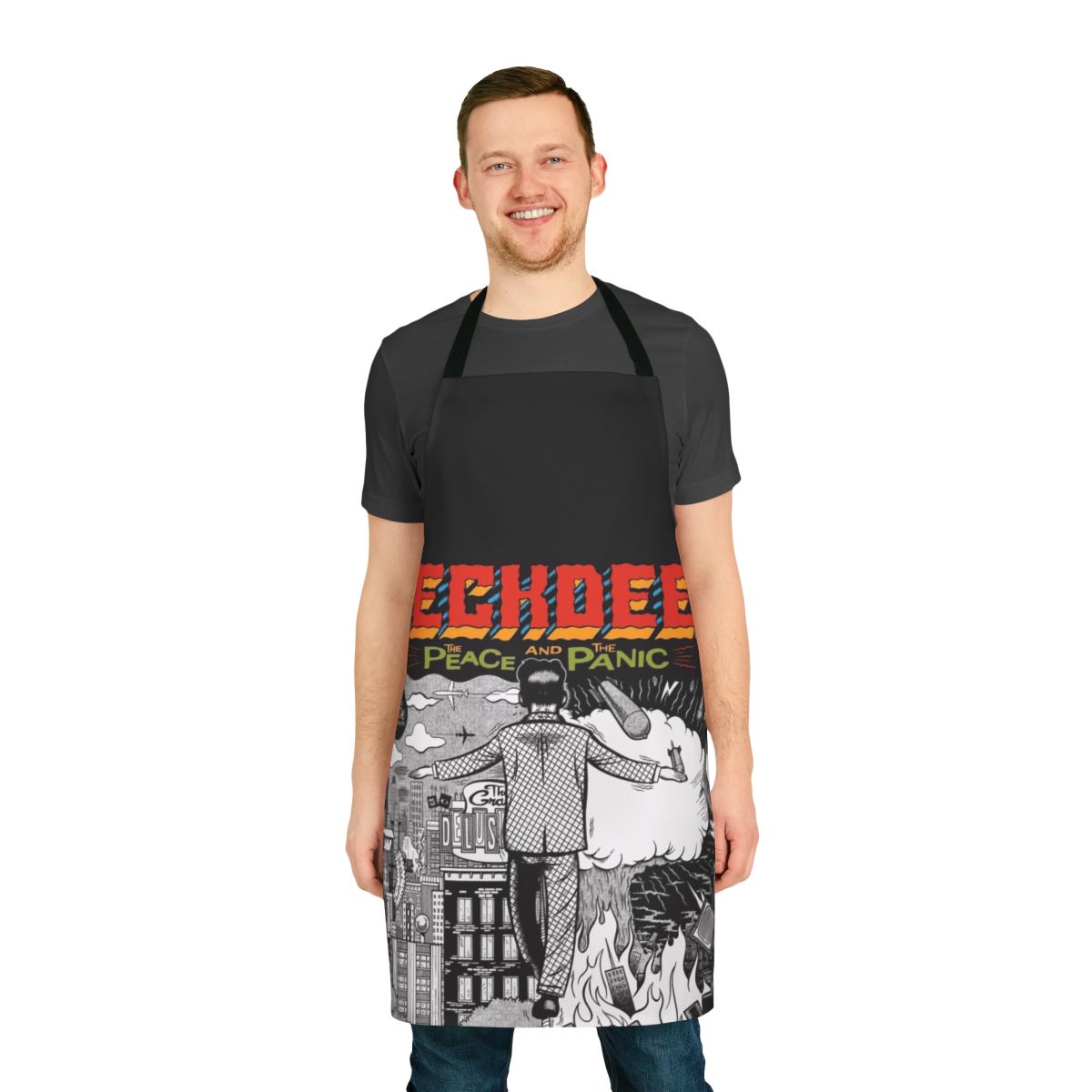 Pop punk inspired apron with band logo and album title