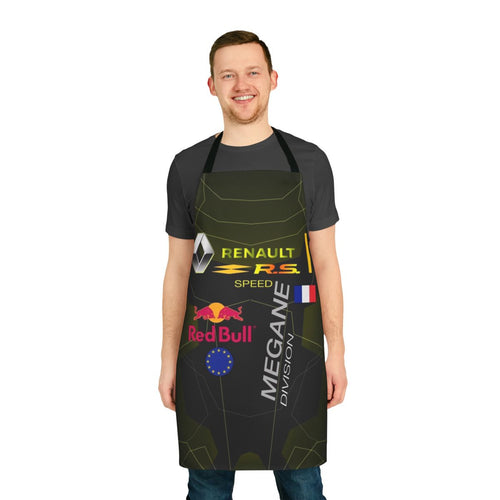 "Printed apron featuring the Renault Megane RS sports car design"