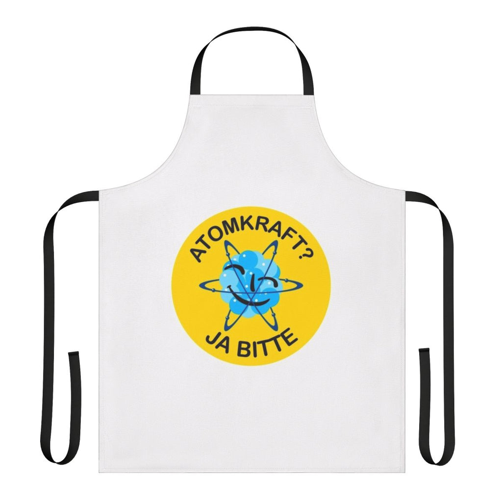 Atomic power themed apron with pro-nuclear slogan and design