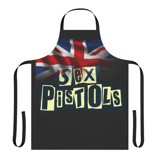 Apron featuring a bold, punk-inspired design with the word "Pistols"