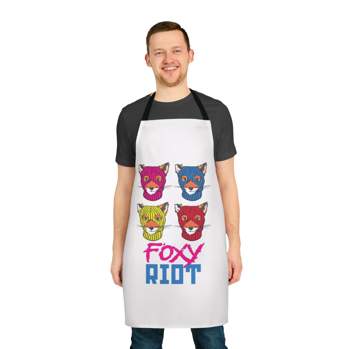 Stylish punk rock inspired apron featuring a fox design