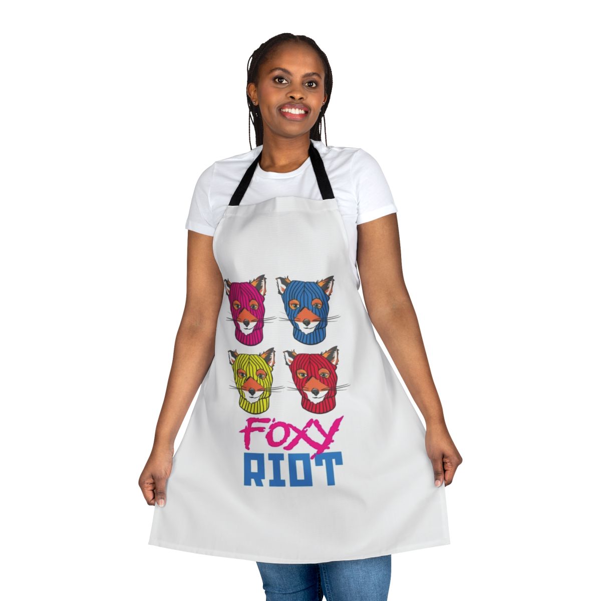 Stylish punk rock inspired apron featuring a fox design