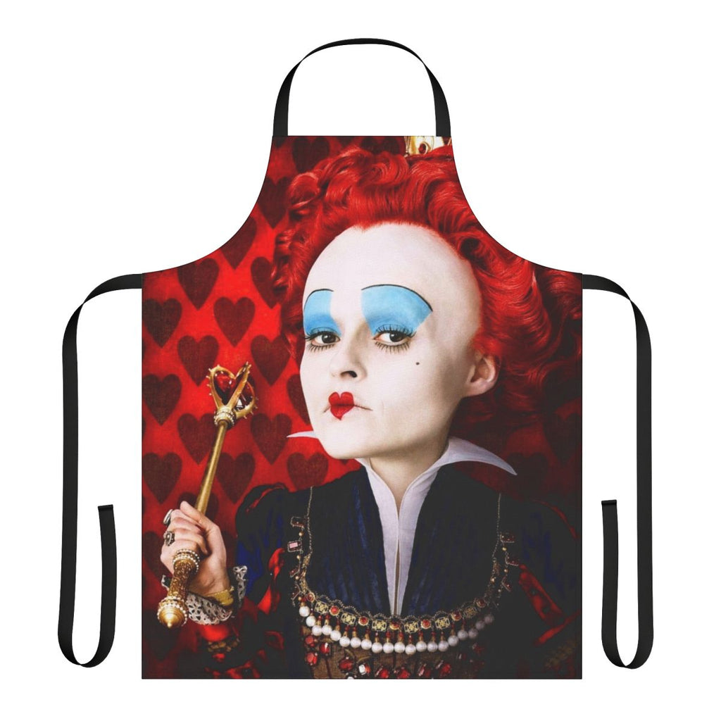 Stylish Queen of Hearts inspired red apron with playing card heart designs