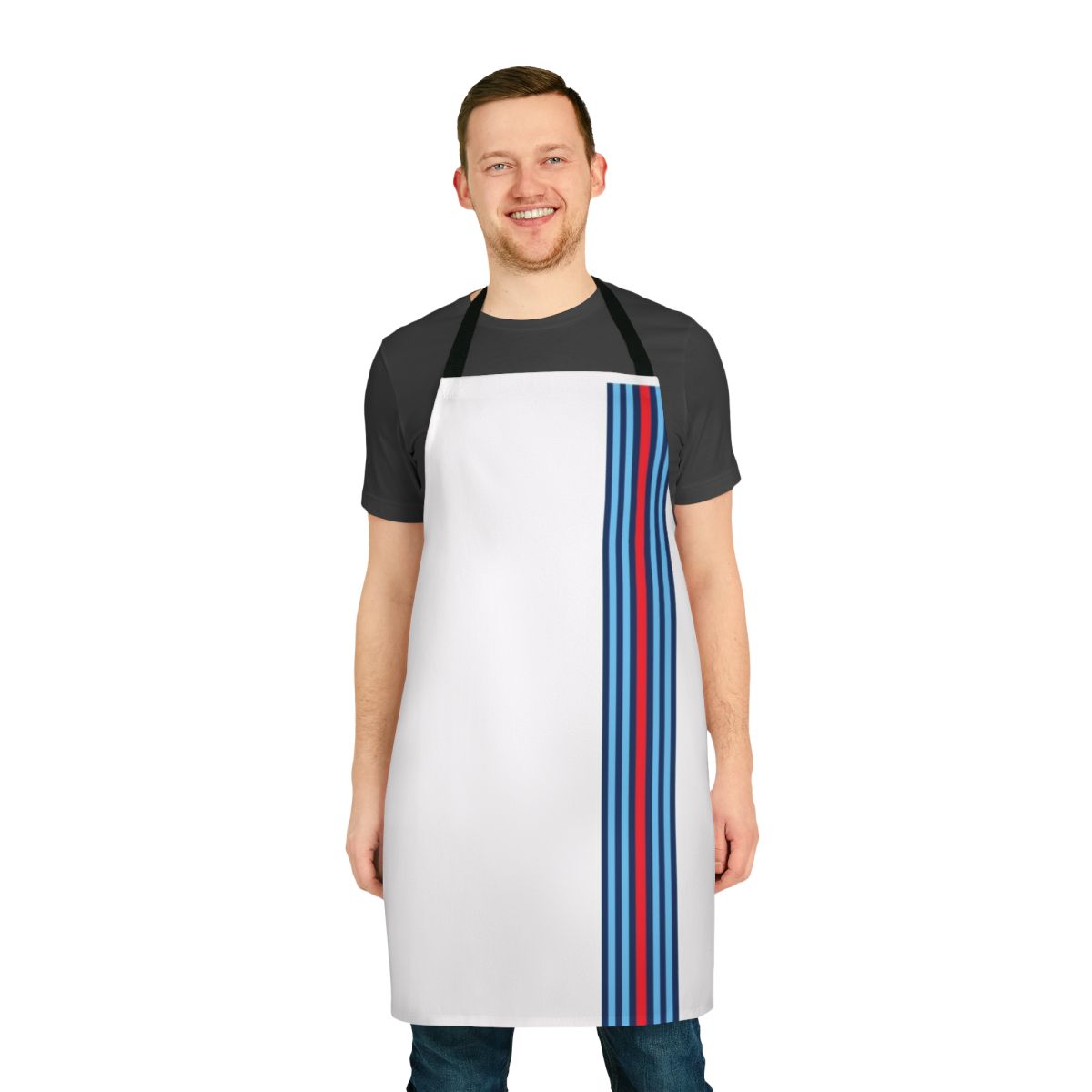 Classic racing stripes apron with vintage car design