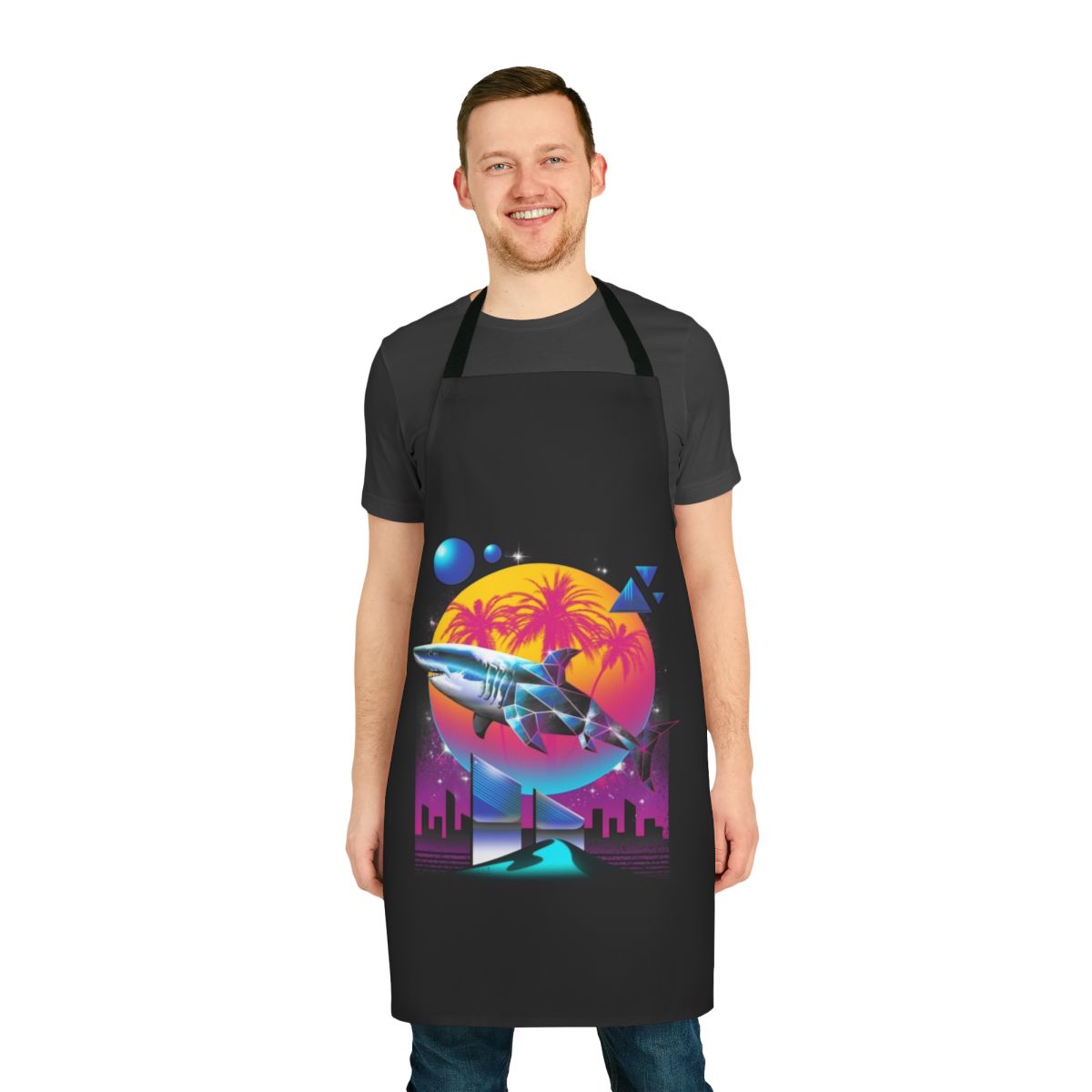 Rad shark graphic design printed on a high-quality apron