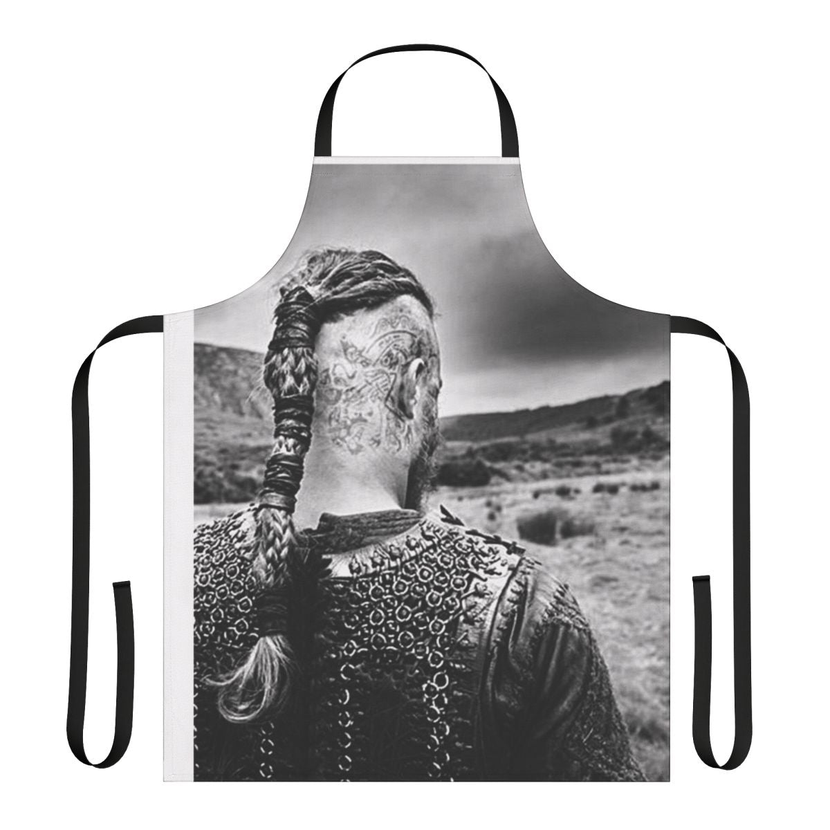 Ragnar Lothbrok-inspired black and white aesthetic apron
