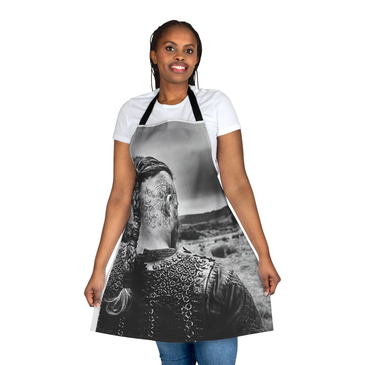 Ragnar Lothbrok-inspired black and white aesthetic apron