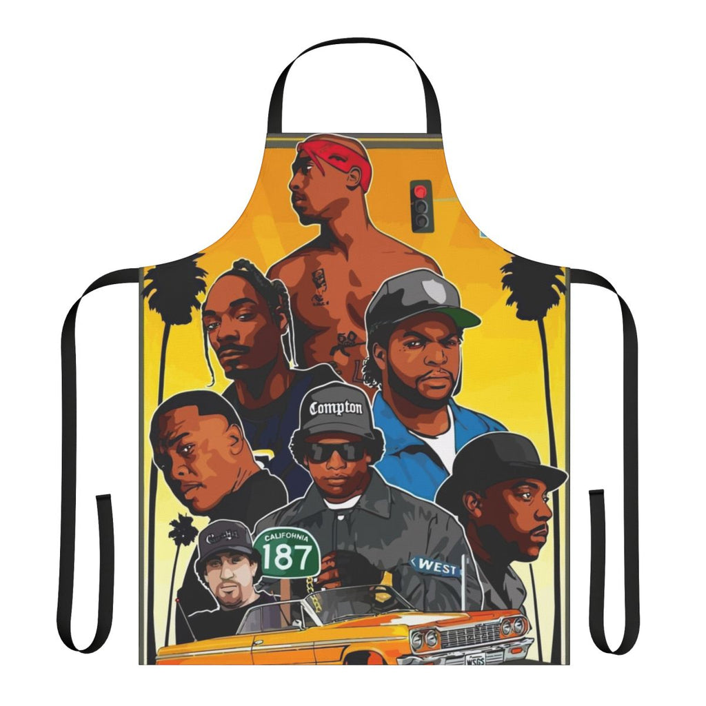 A modern, custom rap-inspired apron for hip hop and music fans
