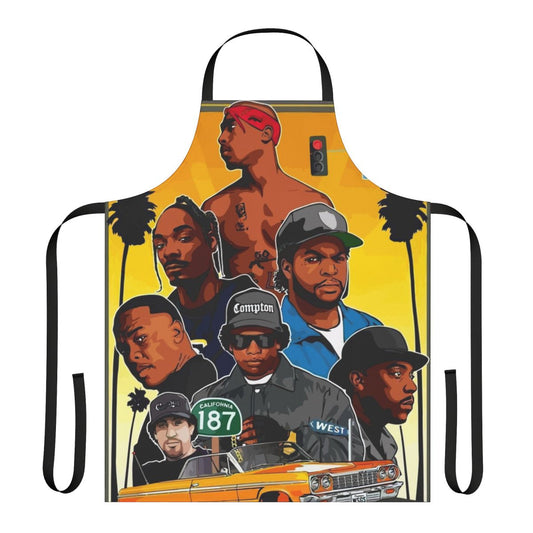 A modern, custom rap-inspired apron for hip hop and music fans