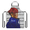 Rapsody-inspired apron with hip hop graphics and bold colors