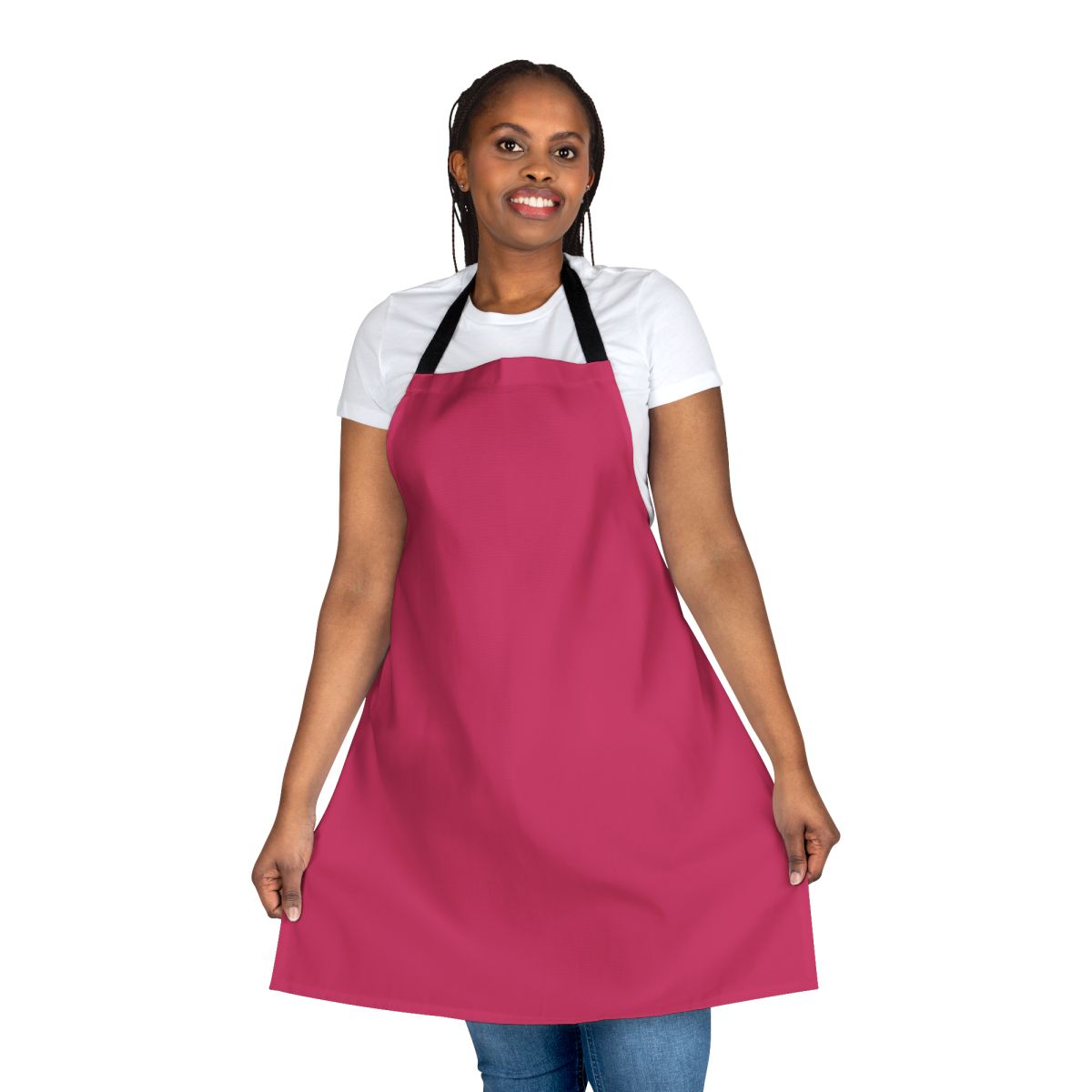A vibrant and feminine raspberry sorbet-inspired apron with a pink aesthetic, perfect for spring cooking and baking.