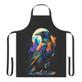 Monochrome raven and crow graphic design on an apron