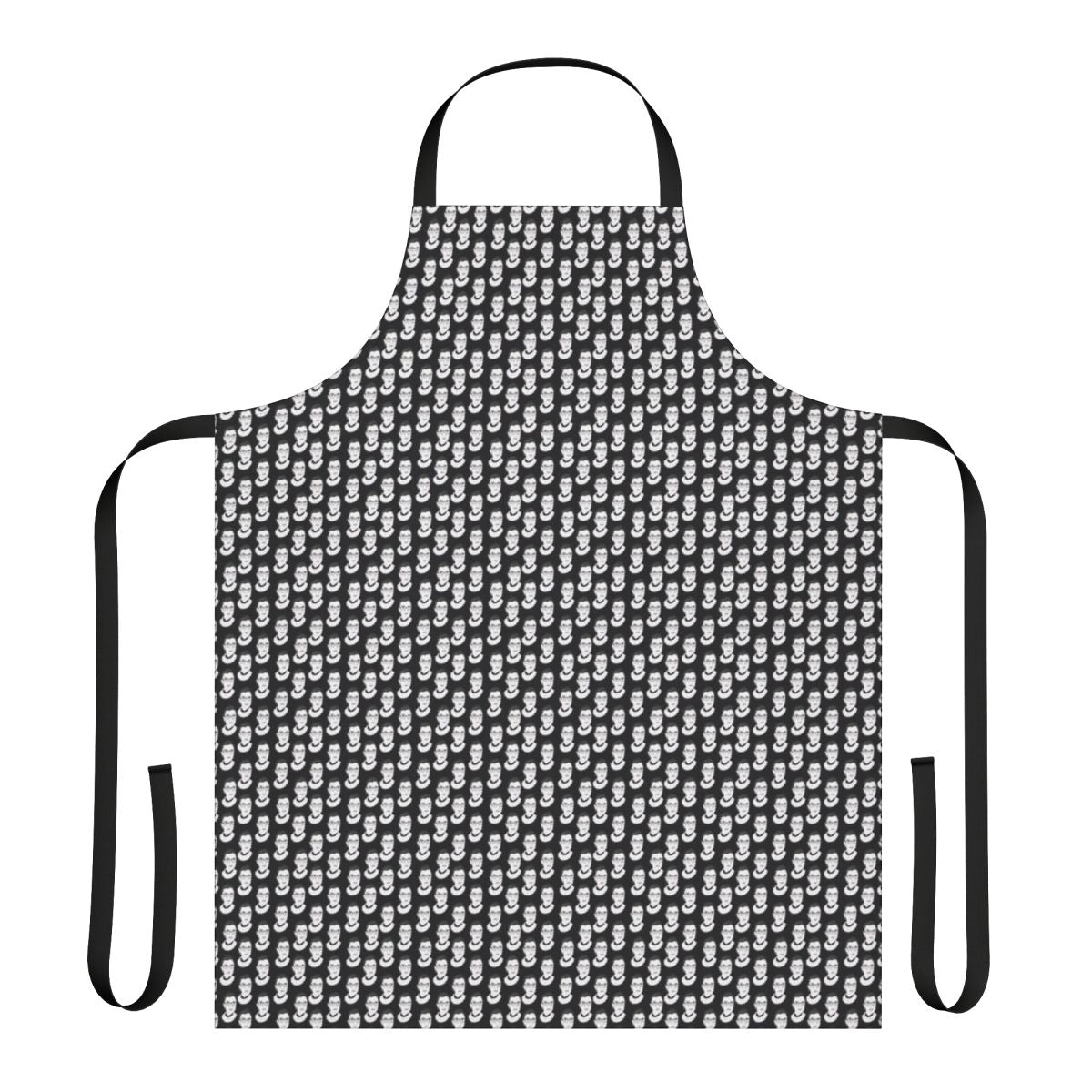 Sleek and subtle black and white apron featuring the iconic image of Supreme Court Justice Ruth Bader Ginsburg.