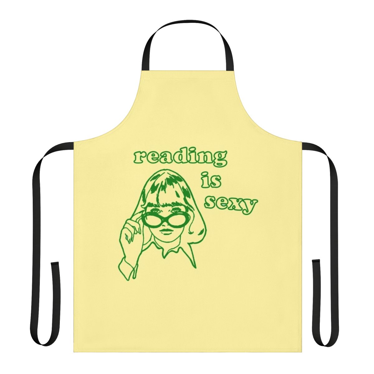 A stylish apron with the text "Reading Is Sexy" and the character Rory from the popular TV show