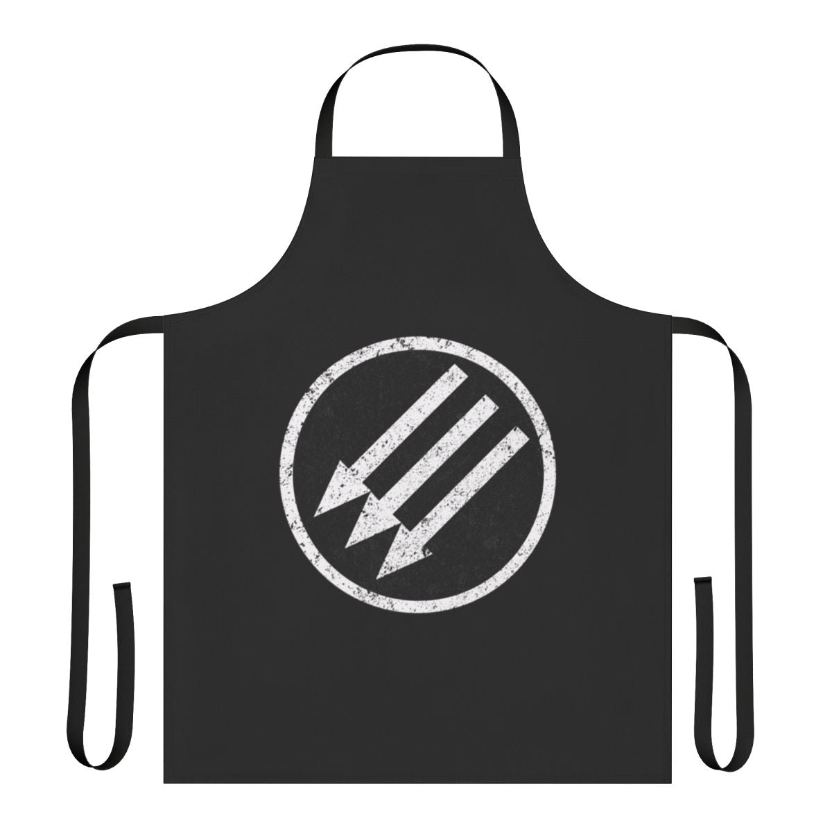 Red and black antifascist apron with three arrows symbol
