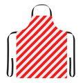 Red and white diagonal striped cotton apron