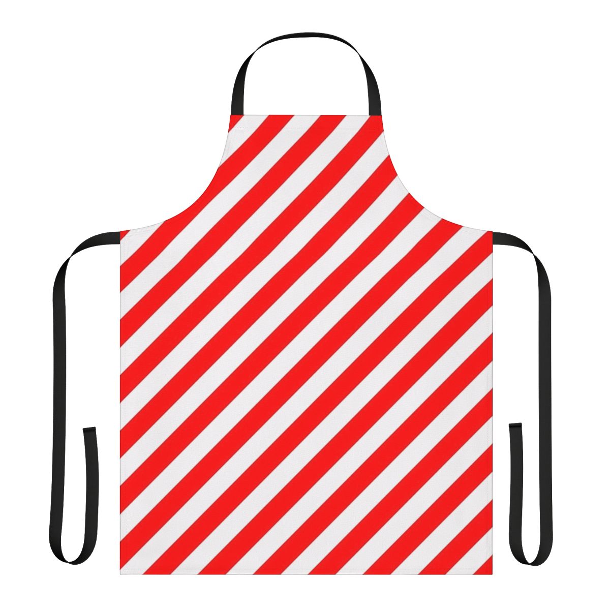 Red and white diagonal striped cotton apron