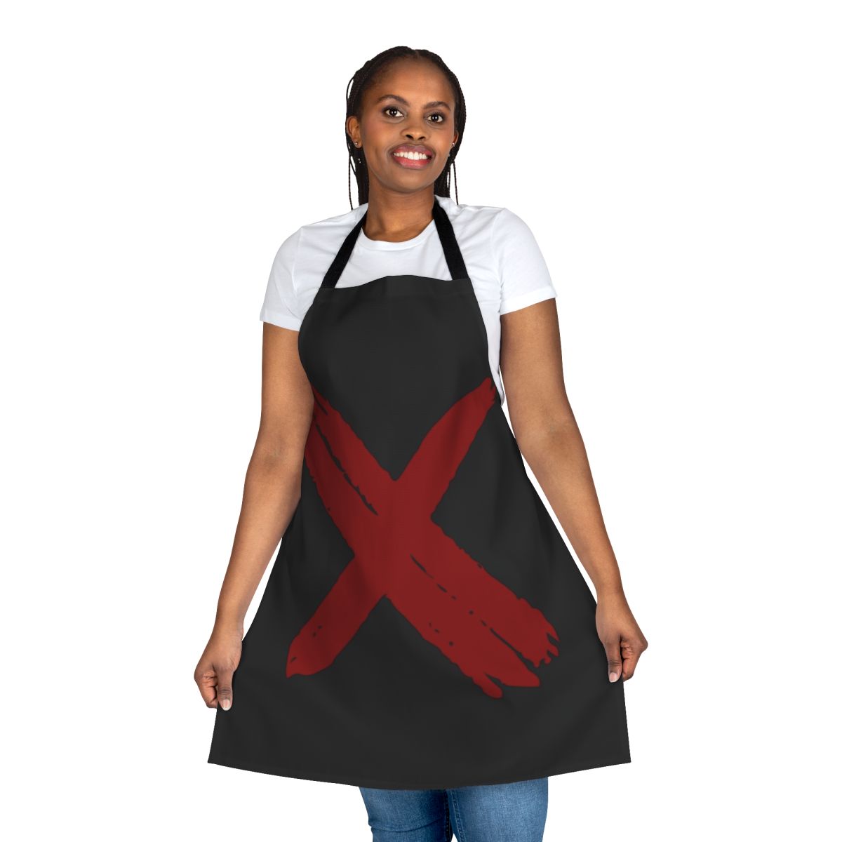 Red cross-inspired apron for healthcare and emergency workers