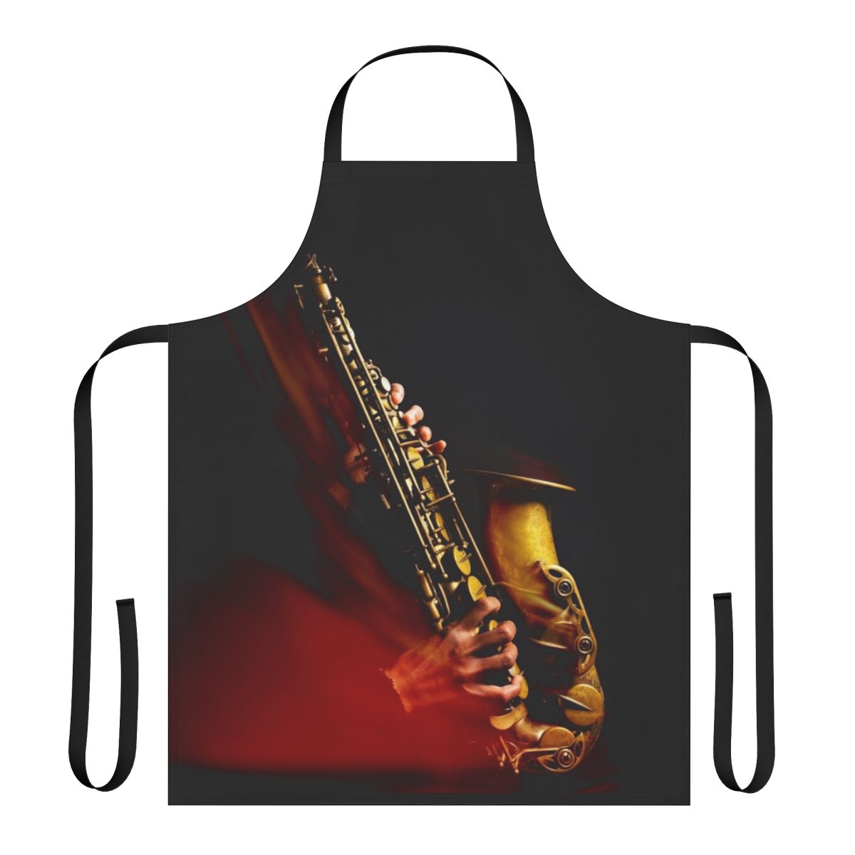Vibrant red flame design alto saxophone apron