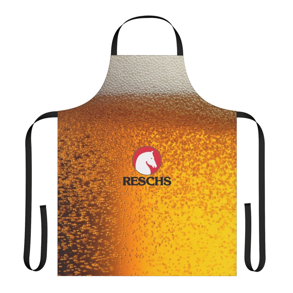 Reschs Beer-themed apron with a tartan horse design