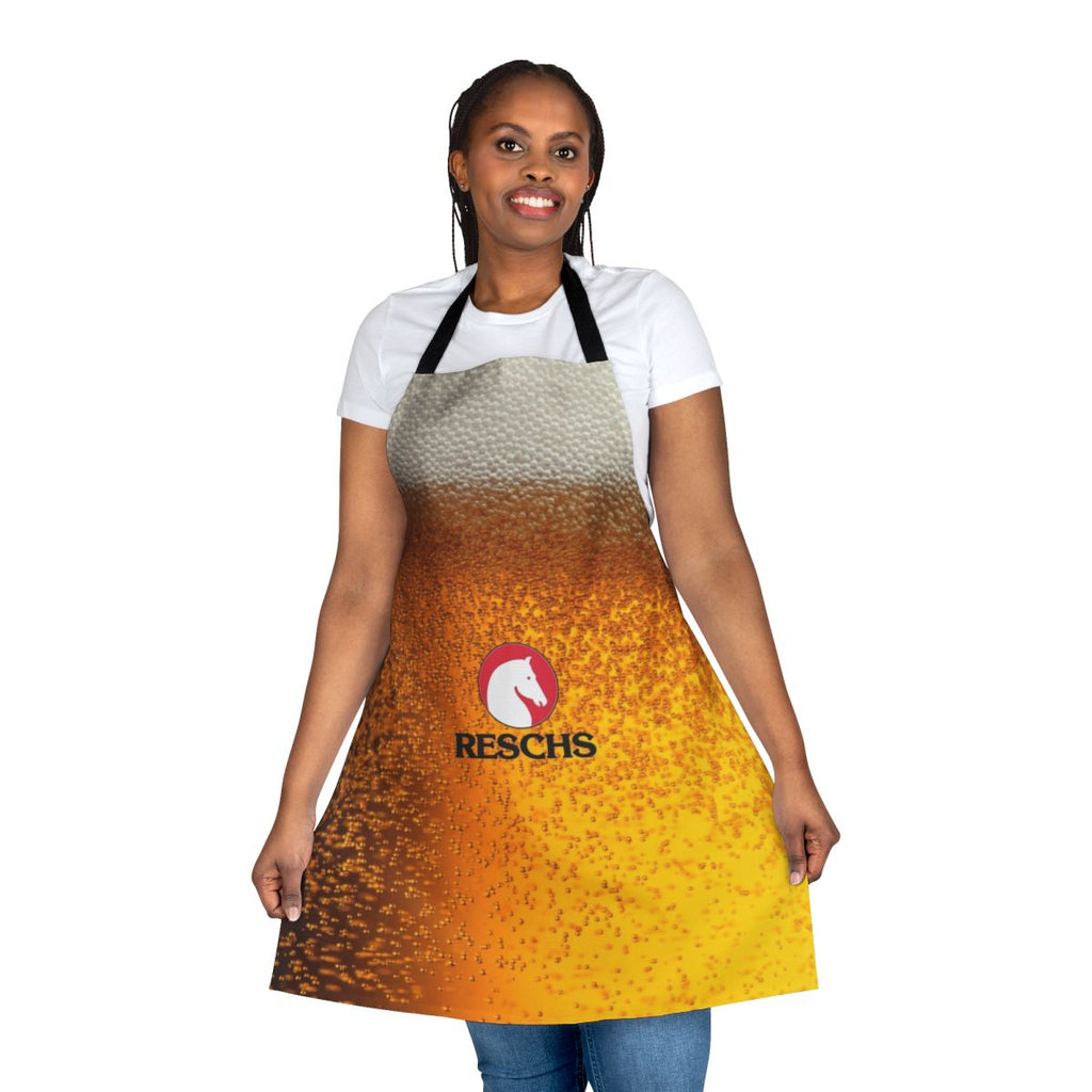 Reschs Beer-themed apron with a tartan horse design
