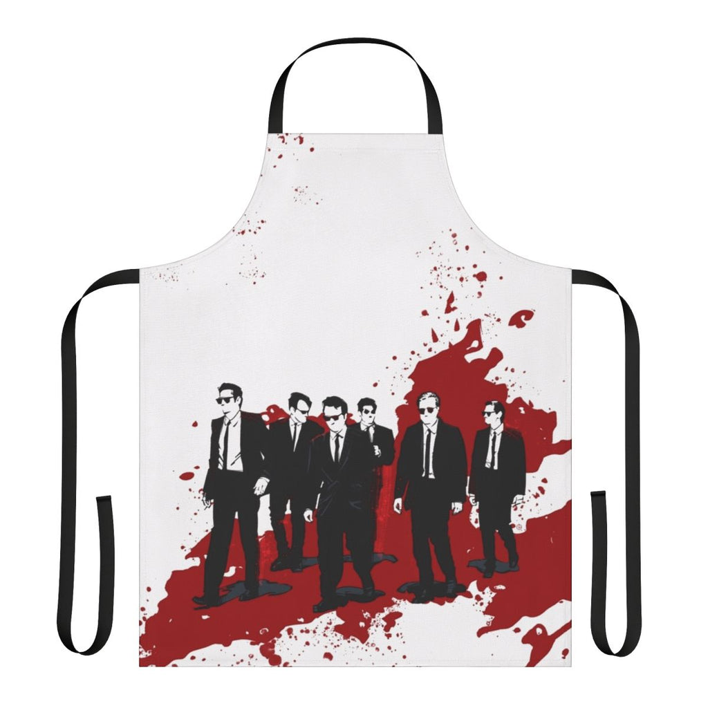 Stylish Reservoir Dogs-inspired apron featuring a bold, blood-stained design for crime movie enthusiasts