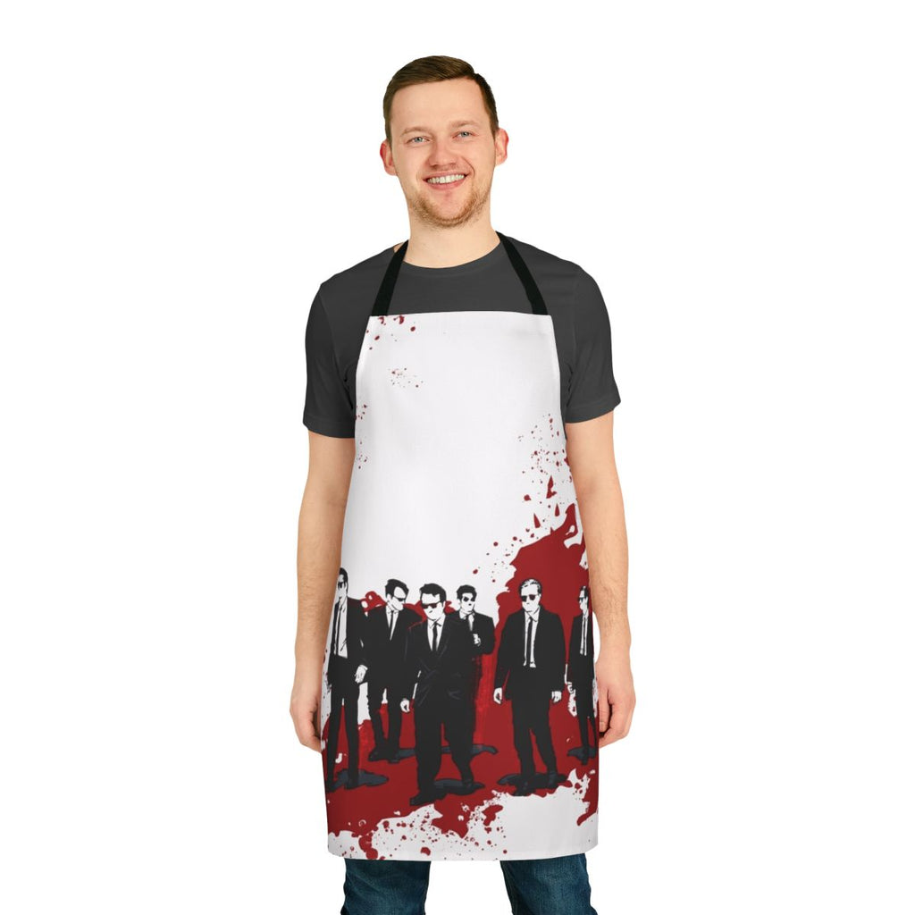 Stylish Reservoir Dogs-inspired apron featuring a bold, blood-stained design for crime movie enthusiasts