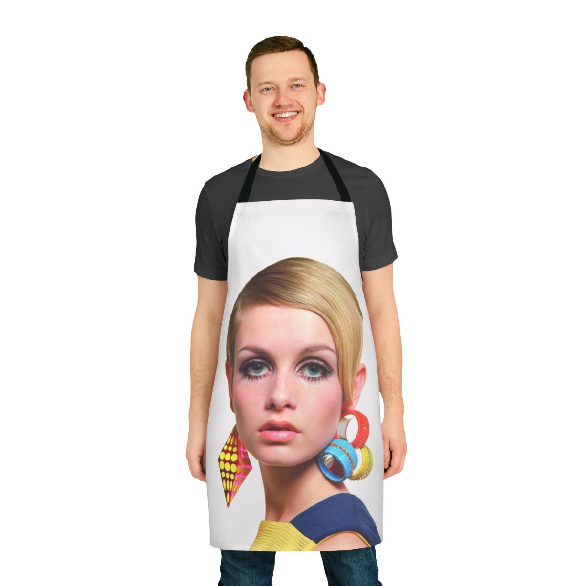 Retro 1960s fashion-inspired apron with a mod style