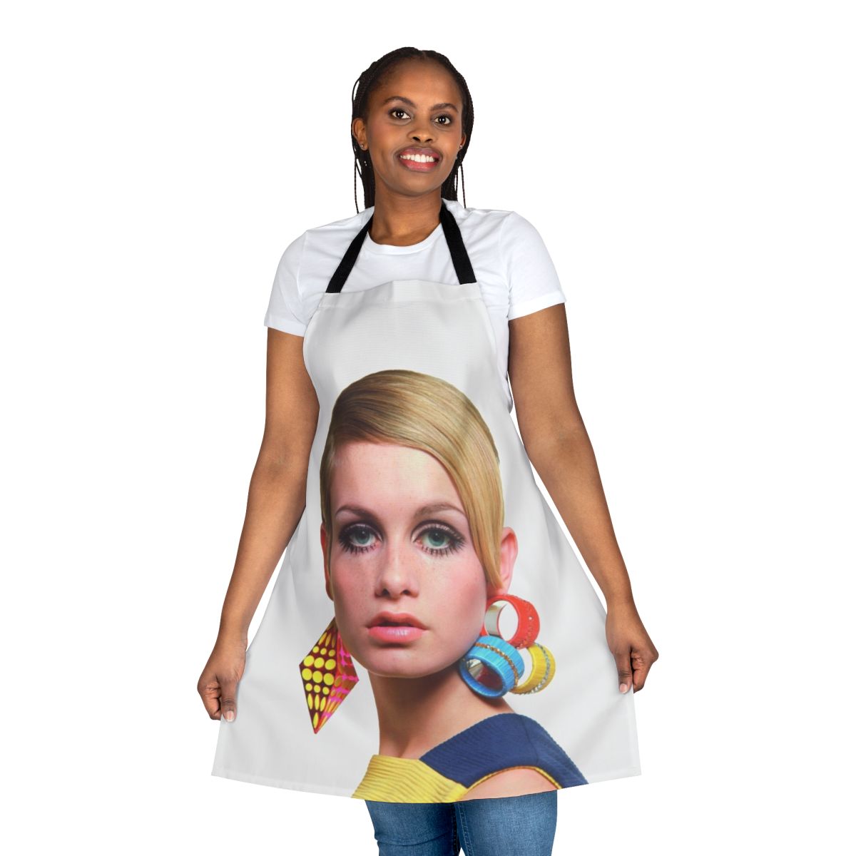 Retro 1960s fashion-inspired apron with a mod style