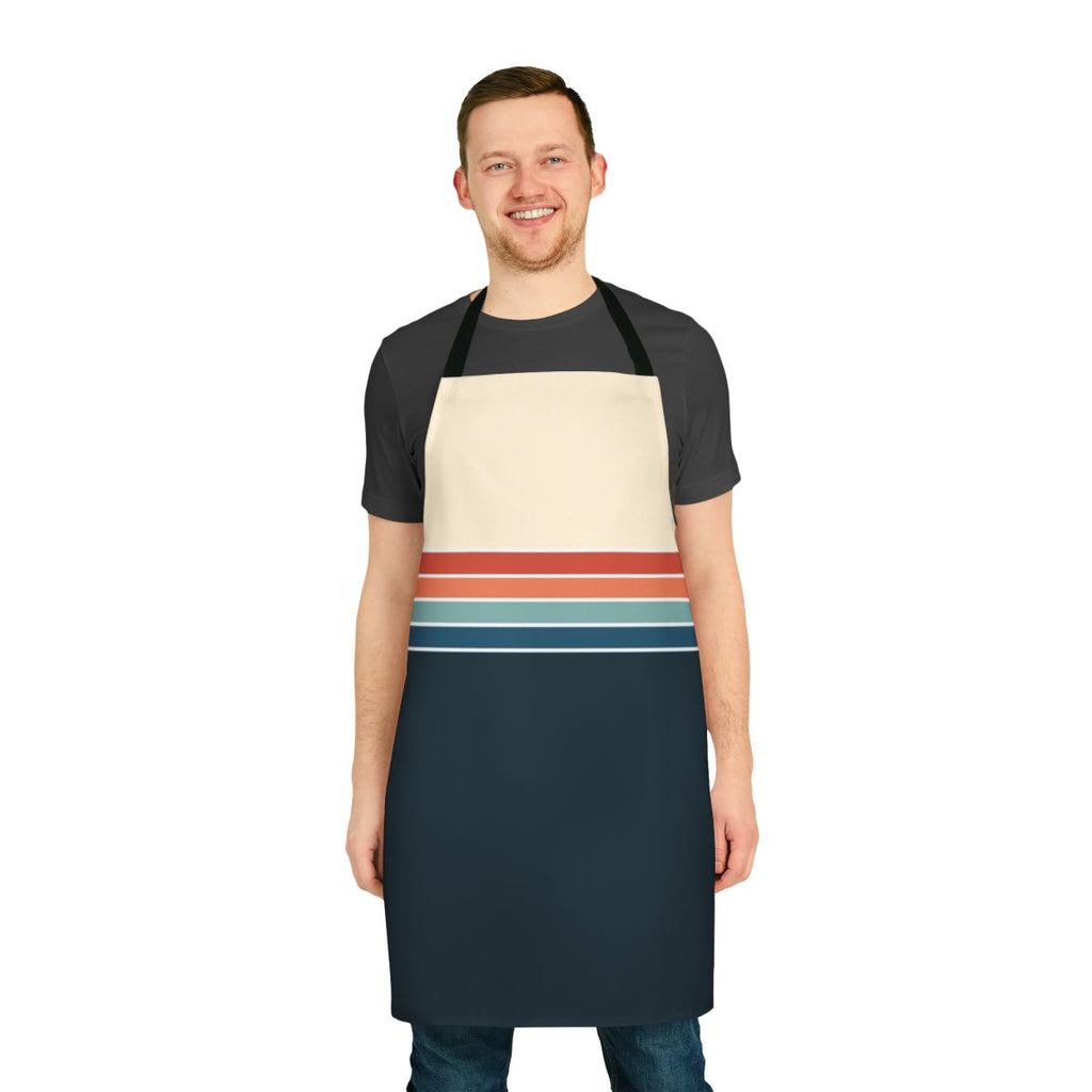 Vintage-inspired striped apron with a modern touch, perfect for the kitchen or dining room.