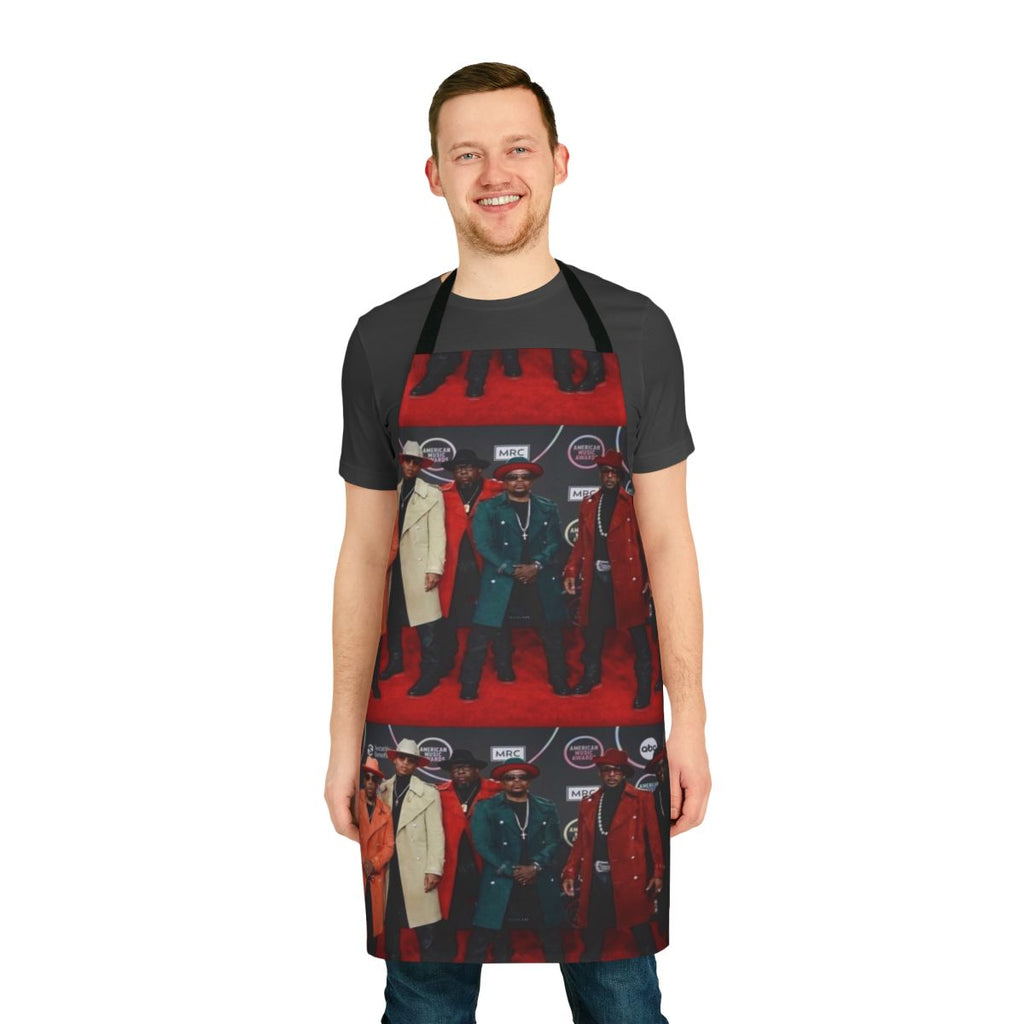 Colorful apron featuring the New Edition spinoff group Bell Biv DeVoe