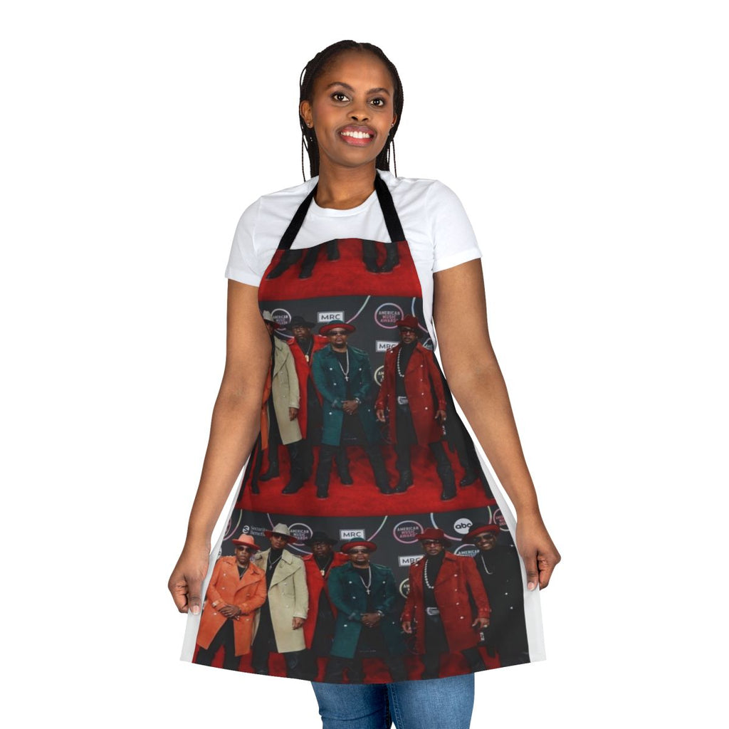 Colorful apron featuring the New Edition spinoff group Bell Biv DeVoe