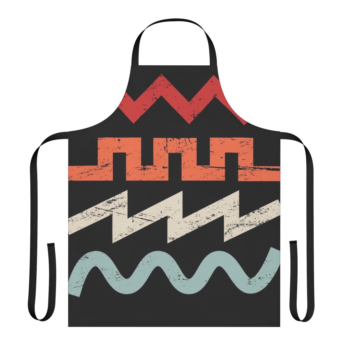 A stylish retro-inspired apron with synth waveform graphics, perfect for electronic music producers and DJs.