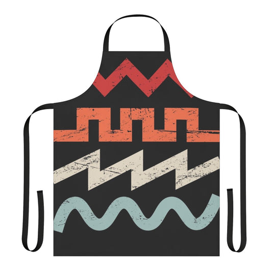 A stylish retro-inspired apron with synth waveform graphics, perfect for electronic music producers and DJs.